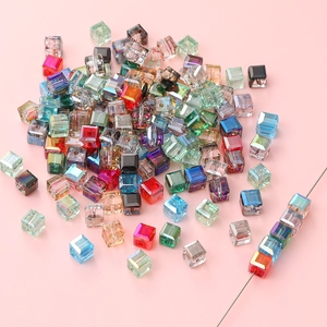 Colorful 8mm cube glass beads with multi-faceted design for DIY jewelry making