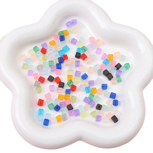 5mm matte cube glass beads in colorful assorted colors for DIY jewelry necklaces