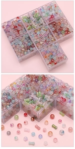Macro detail of frosted bubble glass beads in a storage box for DIY jewelry making