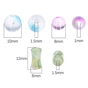 Frosted gradient glass beads set with gold foil for DIY jewelry making in 8mm and 10mm