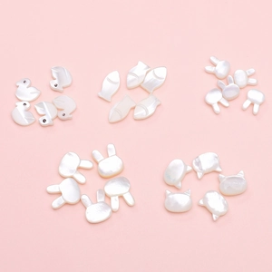 Perle in conchiglia bianca lucida a forma di animali per la creazione di gioielli fai-da-te