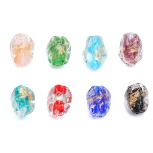 Set of 8 colorful 10x14mm faceted glass beads with gold foil for DIY jewelry making