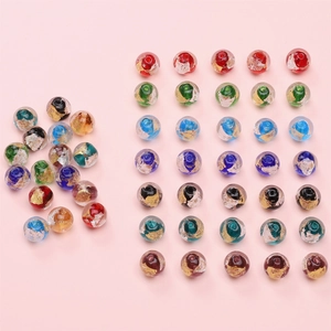 Handmade 10mm vintage gold foil glass beads in multiple colors for DIY jewelry making
