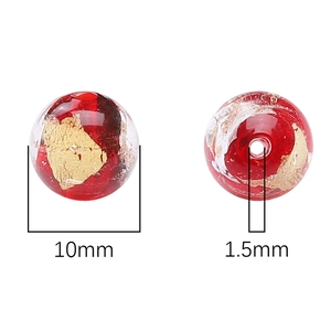 10mm vintage gold foil lampwork beads for DIY jewelry making with 1.5mm hole