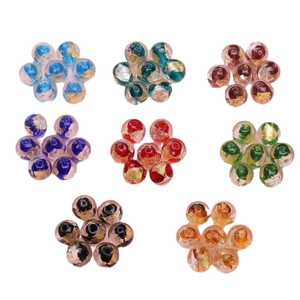 10mm lampwork glass beads with gold foil inlay for handmade jewelry and necklaces