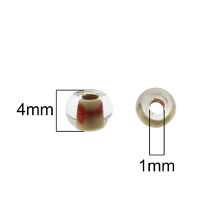 4mm glass beads with ink style core for DIY jewelry, 1mm hole size technical display