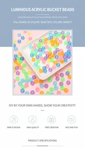 Macro view of colorful luminous acrylic barrel beads for DIY handmade jewelry crafting