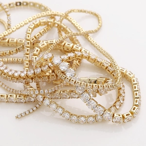 14k gold plated copper tennis chain with zircon stones for DIY jewelry making projects