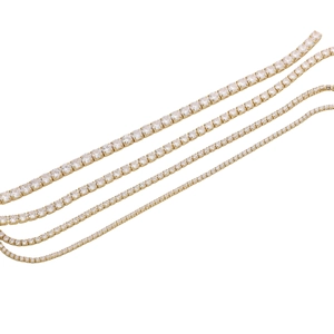 Gold-plated 14k brass tennis chains with cubic zirconia in four sizes for DIY jewelry