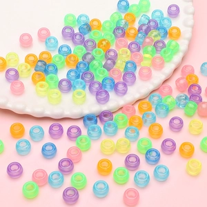 Luminous mixed color acrylic barrel beads for DIY jewelry and necklace crafting