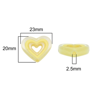Transparent yellow acrylic hollow heart beads 23mm for DIY jewelry making