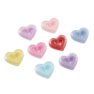 Perles de cœur creuses en acrylique coloré pour bijoux DIY et porte-clés