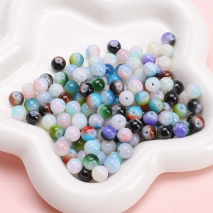 8mm mixed color marble floral glass beads in a star dish for DIY jewelry making