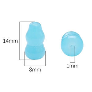 Sky blue 8x14mm gourd glass bead with dimensions for DIY jewelry making and crafts