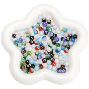 8mm gekleurde mix glazen kralen in ster keramische schaal voor DIY sieraden maken