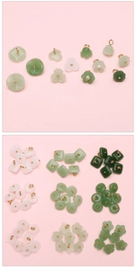 Detailed DIY jewelry pendants in flower and geometric shapes with gold hooks