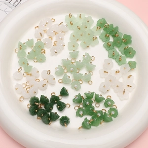 DIY Lily of the Valley flower pendants in green and white with pearls for jewelry making