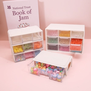 Mini acrylic 9-drawer storage organizer with transparent drawers for jewelry and stationery