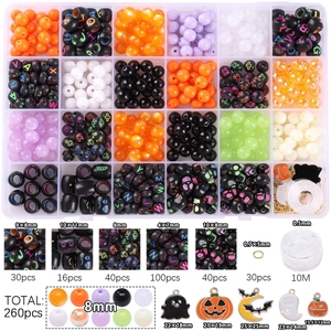 Gedetailleerde 260-delige Halloween DIY kralenset met bedeltjes in 24-vaks opbergdoos