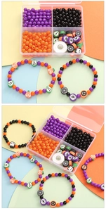 Σετ DIY με χάντρες Halloween σε μωβ και πορτοκαλί χρώμα με σχέδια κολοκύθας και αράχνης