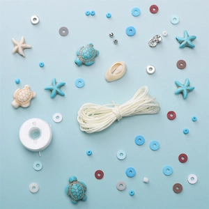 Kit de perles coquillage DIY avec tortues et étoiles de mer pour bijoux d'été