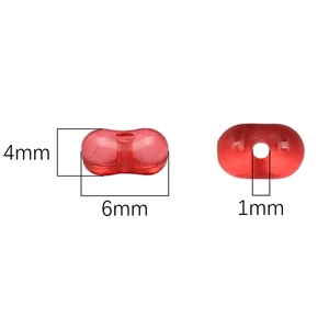 Perline di arachidi in acrilico rosso trasparente 6x4mm con doppio foro per gioielli fai da te