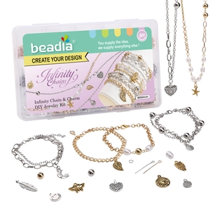 Kit completo para hacer joyas DIY con caja de 15 rejillas y diversos dijes de metal