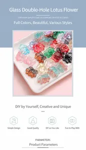 Macro view of assorted 21x16mm double-hole glass lotus charms for DIY jewelry making