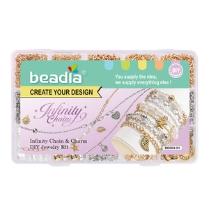 Kit para hacer joyas con cadenas de metal y colgantes en una caja de 15 compartimentos