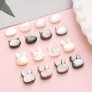 Cuentas Sueltas de Nácar Natural con Forma de Gato y Conejo para Fabricación de Joyería DIY Accesorios de Colgante