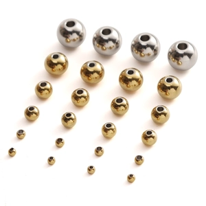 Polished stainless steel round beads in gold and silver for DIY jewelry crafting