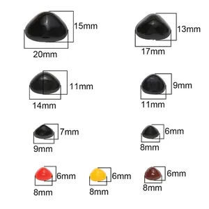 Multi-size acrylic triangle safety noses for plush toys in black, red, and yellow