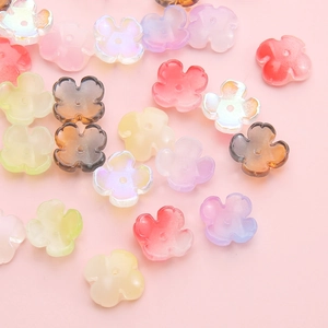 Colorful 12mm glass flower beads for DIY hairpins and handmade jewelry making