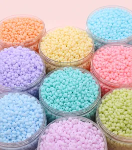 Vue détaillée de perles d'abaque en verre dépoli 3x6mm en 9 couleurs macaron