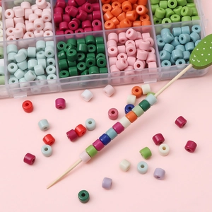 Cuentas cilíndricas de acrílico de 6mm de colores con caja de almacenamiento para joyas