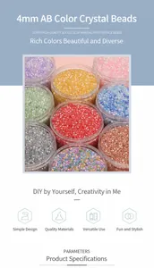 Détail de perles en verre cristal facetté de 4mm multicolores pour la création de bijoux