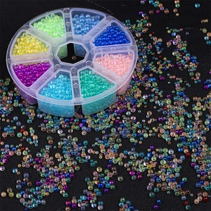 Iridescent Glass Beads No Hole Bubble Beads For DIY Resin Crafts Nail Art Jewelry Making Phone Case Decoration