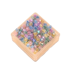 4mm faceted iridescent crystal beads in mixed macaron colors with storage box
