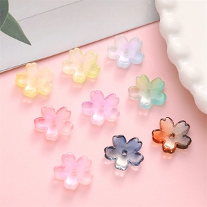 Lot de perles fleurs de cerisier colorées en résine avec trou central pour DIY