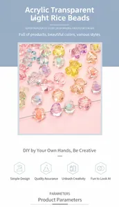 Macro detail of acrylic macaron beads in heart, rabbit, and flower shapes for DIY jewelry