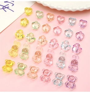 Colorful translucent acrylic heart rabbit and flower charms for DIY jewelry making