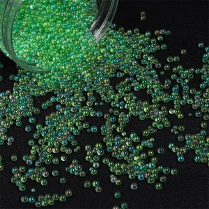 Iridescent green bubble beads glass micro beads for DIY resin and nail art deco