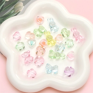 Colorful translucent acrylic beads in animal and flower shapes for DIY jewelry making