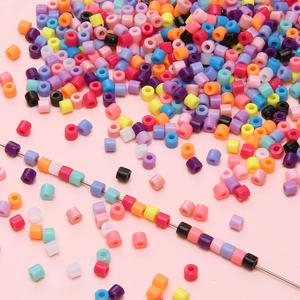 4mm bunte Acryl Zylinder Hohlperlen Set für DIY Schmuck und Handyketten Basteln