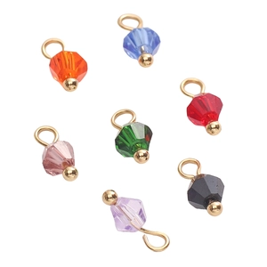4mm colorful faceted glass pendants with gold hooks for DIY jewelry making accessories