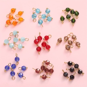 Faceted Glass Ball Pendants With Metal Loop Round Beads For Necklace Earring DIY Jewelry Making Pendant Only Without Chain