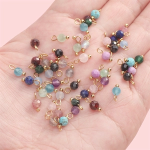4mm facettierter rosa Katzenauge Steinanhänger mit Goldverschluss für DIY Schmuck