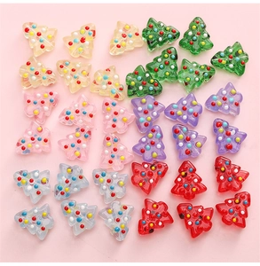 Colorful resin Christmas tree beads for DIY jewelry and handmade craft accessories