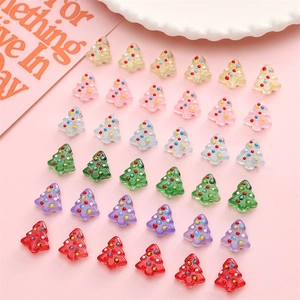 Colorful Christmas tree resin beads for DIY jewelry and crafts in six vibrant colors