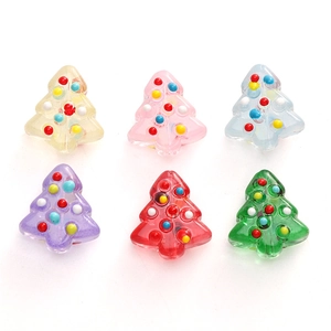 Hand-painted glass Christmas tree beads in six vibrant colors for DIY jewelry making